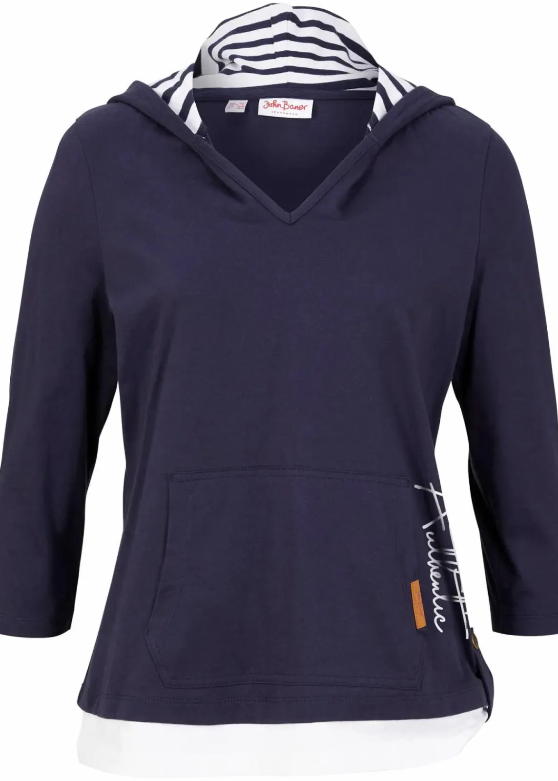 bonprix Shirts & Tops^Kapuzen-Shirt, 3/4-Arm aus reiner Baumwolle dunkelblau bedruckt