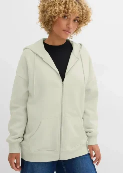 bonprix Bekleidung·Blusen & Tuniken|Nachhaltigere Materialien^Kapuzen-Sweatjacke silbergrün