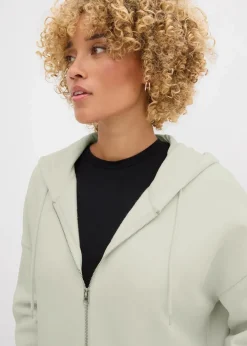 bonprix Bekleidung·Blusen & Tuniken|Nachhaltigere Materialien^Kapuzen-Sweatjacke silbergrün
