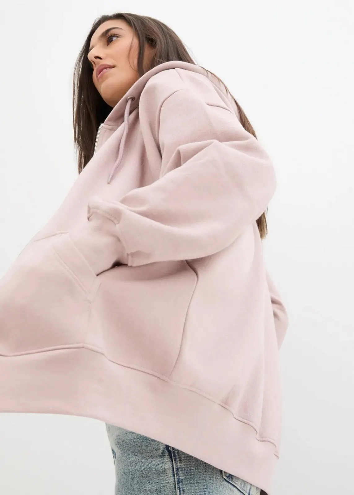 bonprix Sweat|Nachhaltigere Materialien^Kapuzen-Sweatjacke silberlila