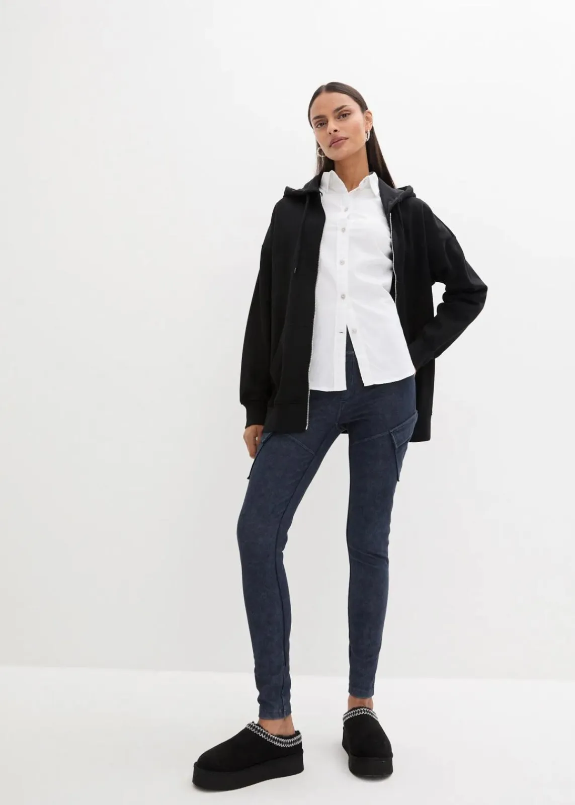 bonprix Sweat|Nachhaltigere Materialien^Kapuzen-Sweatjacke schwarz