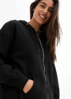 bonprix Sweat|Nachhaltigere Materialien^Kapuzen-Sweatjacke schwarz