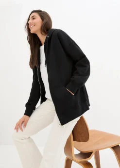 bonprix Sweat|Nachhaltigere Materialien^Kapuzen-Sweatjacke schwarz