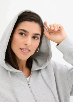 bonprix Sweat|Nachhaltigere Materialien^Kapuzen-Sweatjacke hellgrau meliert