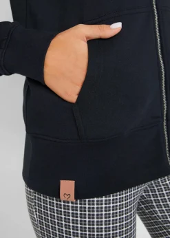 bonprix Bekleidung·Blusen & Tuniken|Sweat^Kapuzen-Sweatjacke aus reiner Baumwolle schwarz
