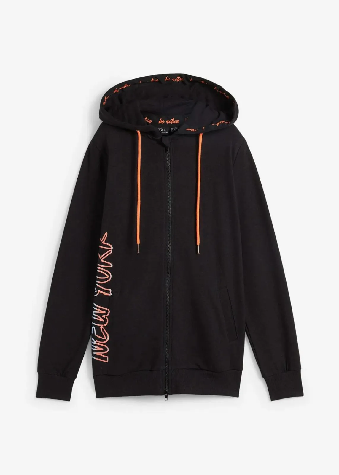 bonprix Bekleidung·Blusen & Tuniken|Sweat^Kapuzen-Sweatjacke aus reiner Baumwolle schwarz bedruckt