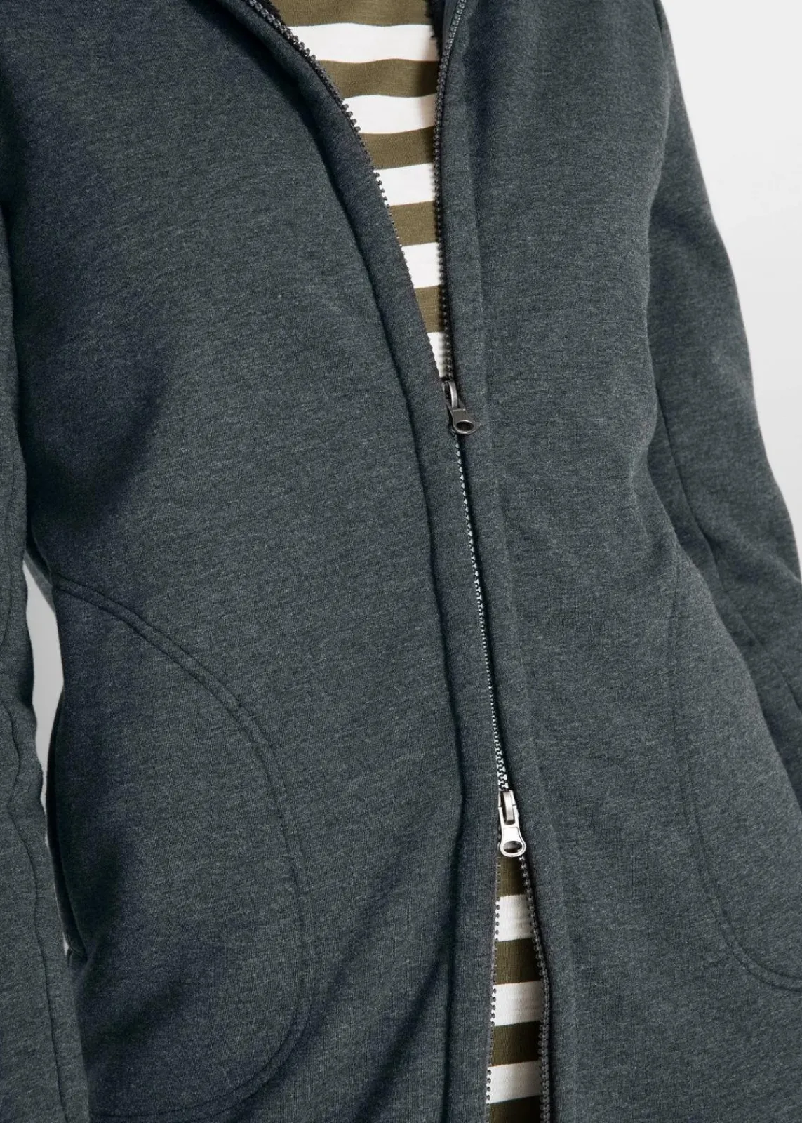 bonprix Sweat|Bekleidung·Blusen & Tuniken^Kapuzen-Sweatjacke mit Teddyfell anthrazit meliert