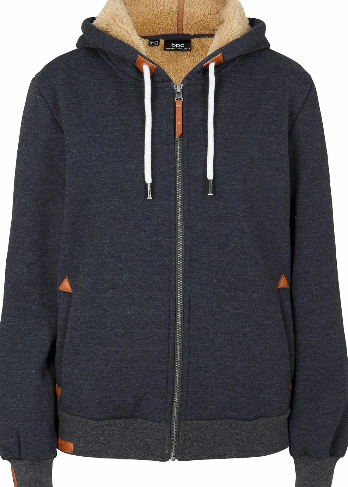 bonprix Sweat|Bekleidung·Blusen & Tuniken^Kapuzen-Sweatjacke mit Teddyfutter anthrazit meliert