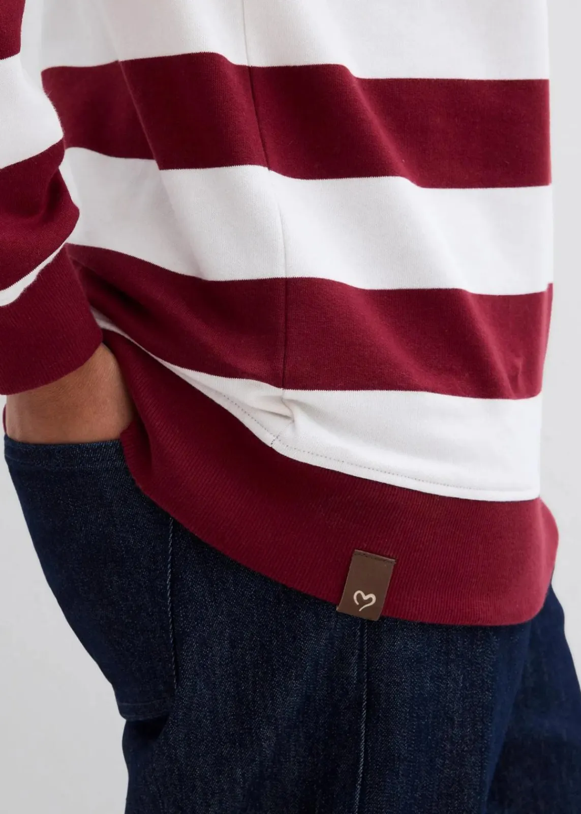 bonprix Bekleidung·Blusen & Tuniken|Nachhaltigere Materialien^Kapuzensweatshirt aus Bio-Baumwolle rubinrot/wollweiß gestreift