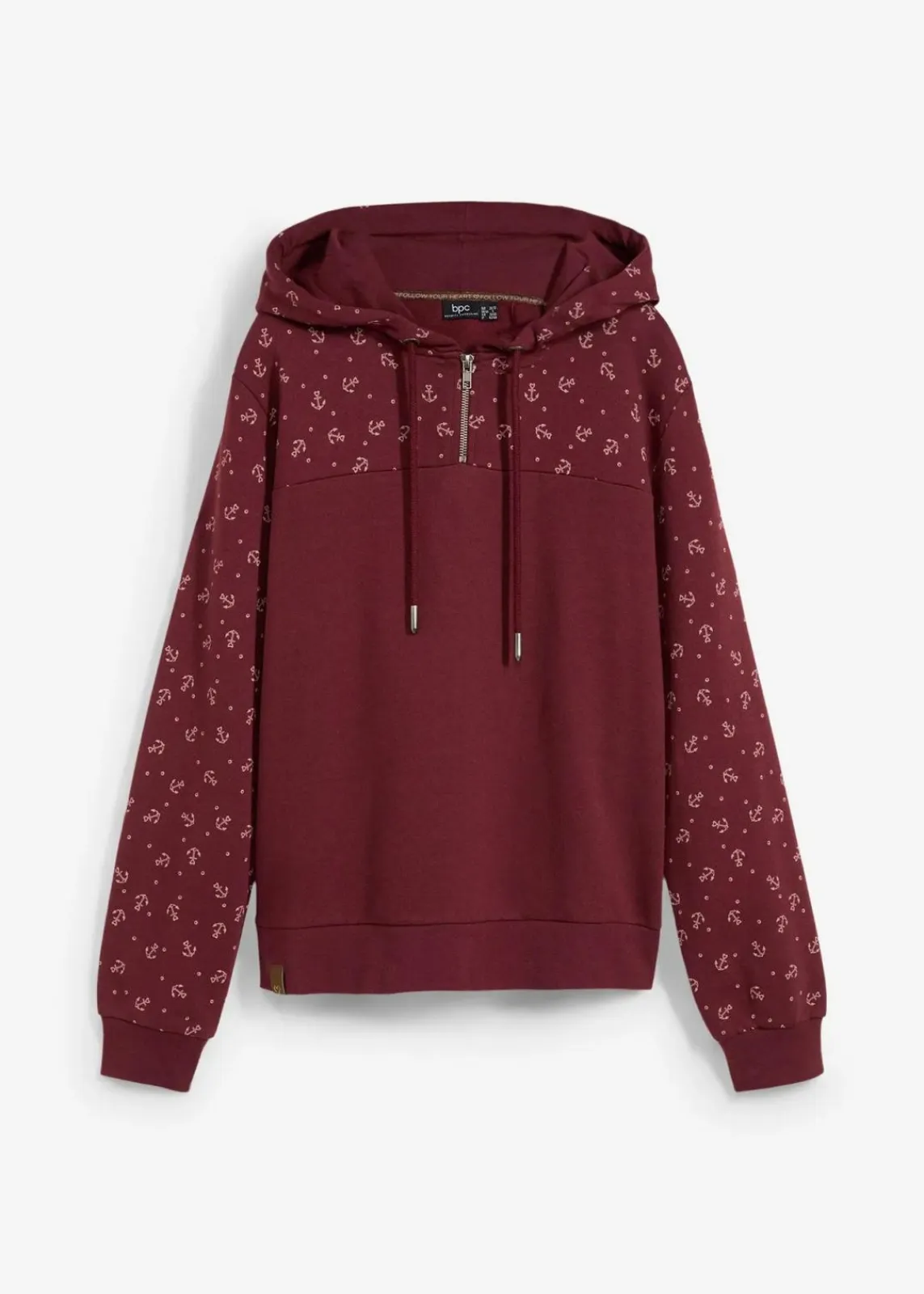 bonprix Nachhaltigere Materialien^Kapuzensweatshirt mit Reißverschluss aus reiner Baumwolle dunkelbeere