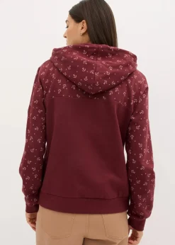 bonprix Nachhaltigere Materialien^Kapuzensweatshirt mit Reißverschluss aus reiner Baumwolle dunkelbeere