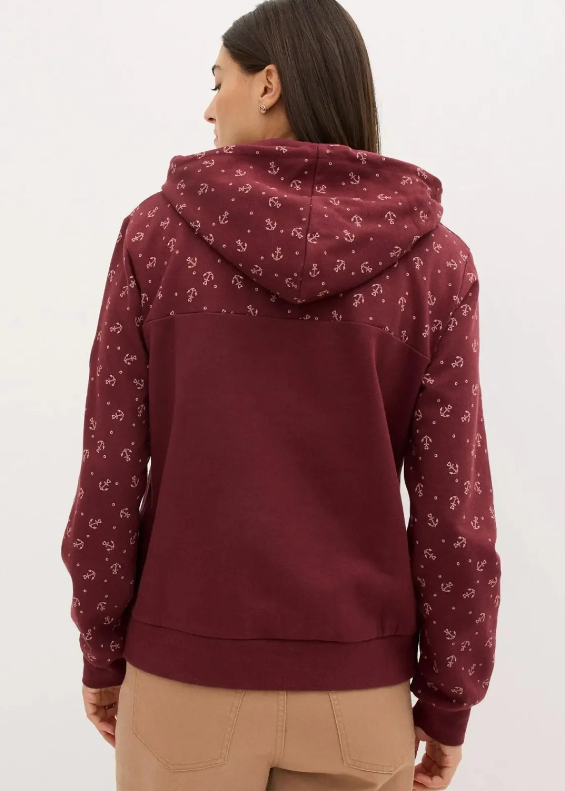 bonprix Nachhaltigere Materialien^Kapuzensweatshirt mit Reißverschluss aus reiner Baumwolle dunkelbeere