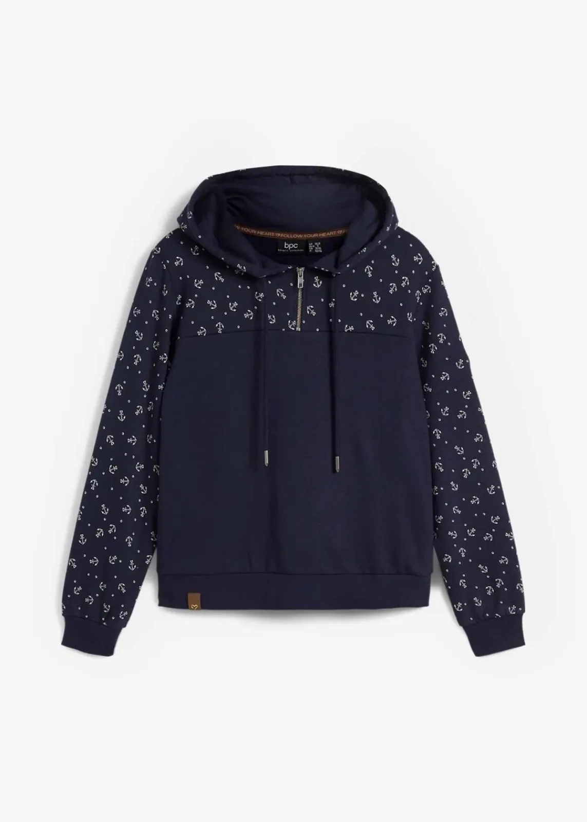 bonprix Nachhaltigere Materialien^Kapuzensweatshirt mit Reißverschluss aus reiner Baumwolle dunkelblau