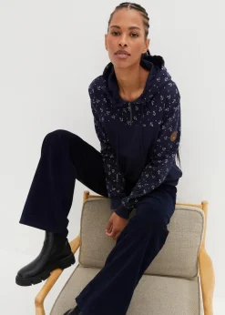 bonprix Nachhaltigere Materialien^Kapuzensweatshirt mit Reißverschluss aus reiner Baumwolle dunkelblau