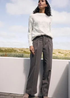 bonprix Hosen^Karierte Bundfaltenhose mit abnehmbarer Kette taupe/dunkelbraun kariert