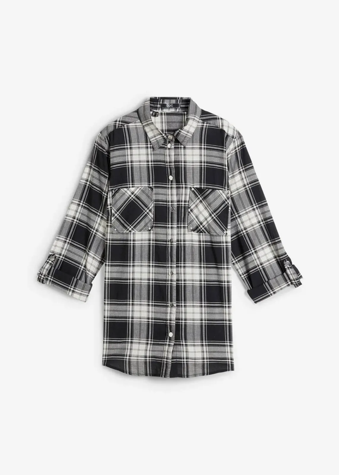 bonprix Blusen & Tuniken|Bekleidung·Jacken & Mäntel^Karierte Hemdbluse aus reiner Baumwolle schwarz/weiß kariert