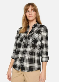 bonprix Blusen & Tuniken|Bekleidung·Jacken & Mäntel^Karierte Hemdbluse aus reiner Baumwolle schwarz/weiß kariert