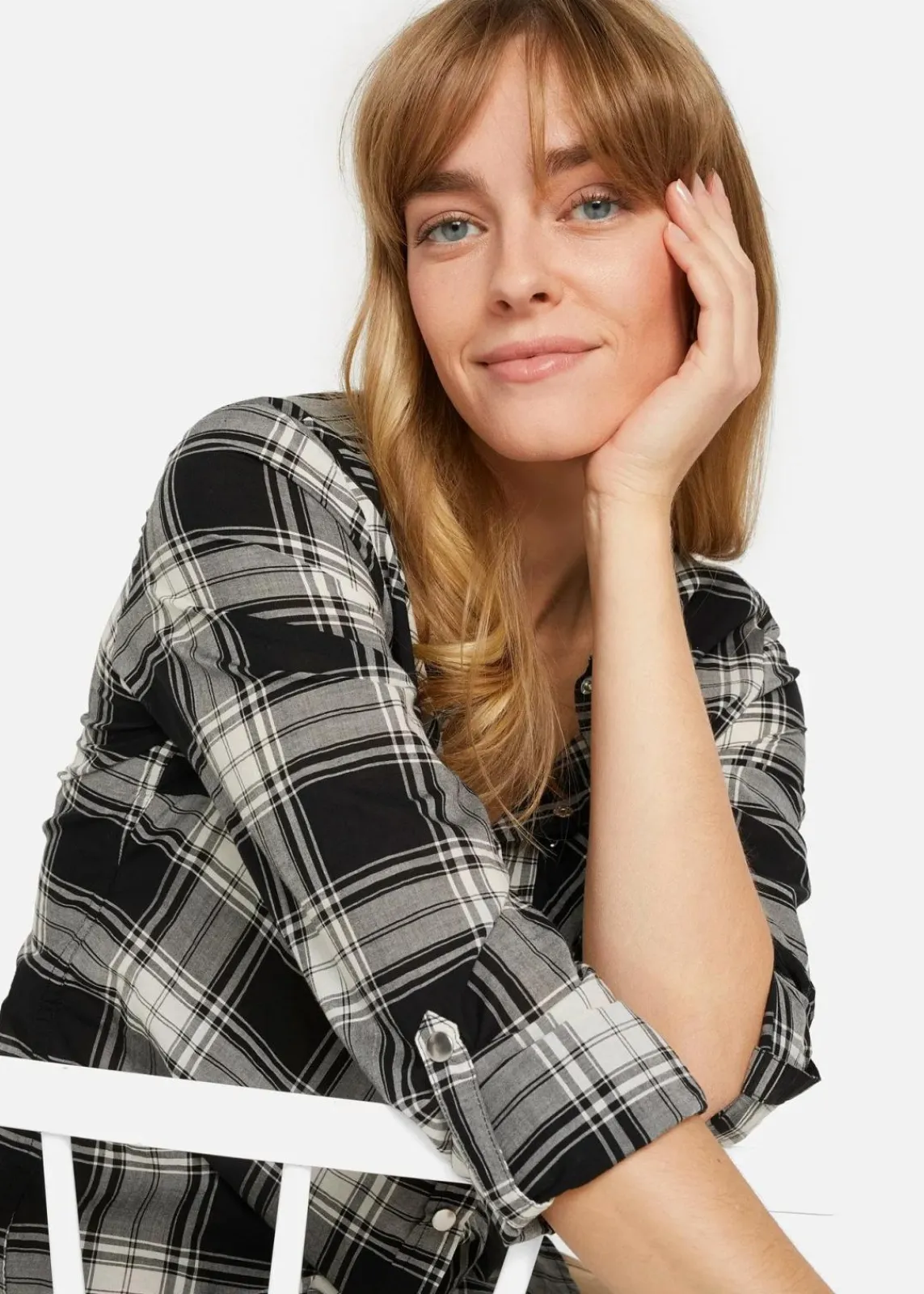 bonprix Blusen & Tuniken|Bekleidung·Jacken & Mäntel^Karierte Hemdbluse aus reiner Baumwolle schwarz/weiß kariert
