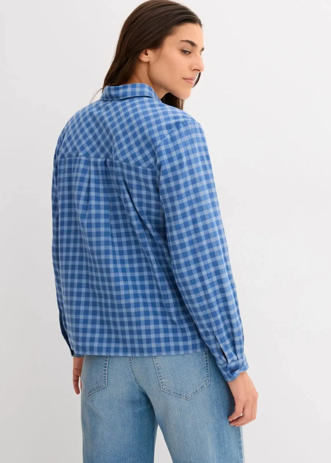 bonprix Blusen & Tuniken|Bekleidung·Jacken & Mäntel^Karierte Hemdbluse aus reiner Baumwolle hellblau/hellindigo kariert