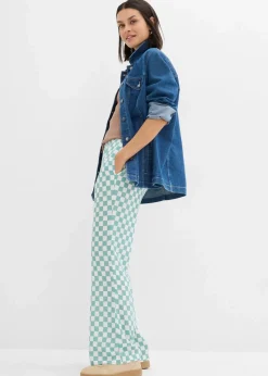 bonprix Bekleidung·Kleider|Hosen^Karierte Marlenehose aus fließender Viskose rauchsalbei/wollweiß kariert