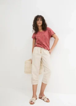 bonprix Bekleidung·Kleider|Hosen^Karottenhose aus Leinen-Baumwollmischung kieselbeige