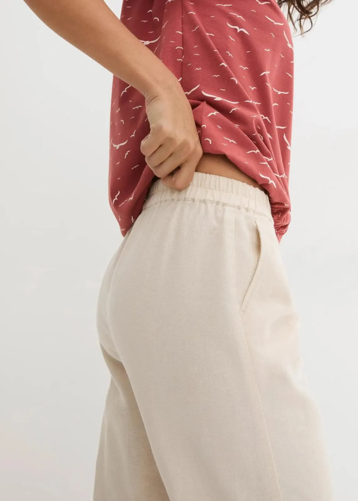 bonprix Bekleidung·Kleider|Hosen^Karottenhose aus Leinen-Baumwollmischung kieselbeige