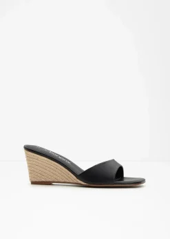 bonprix Strandmode|Sommerschuhe^Keilpantoletten in Bast-Optik schwarz