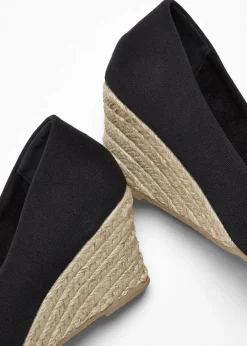 bonprix Pumps^Keilpumps in Bastoptik schwarz