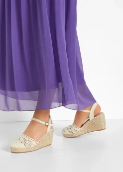 bonprix Pumps^Keilpumps in Häkel-Optik beige