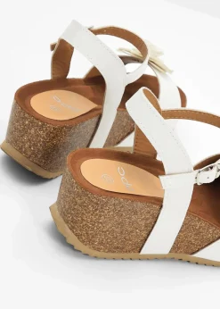 bonprix Sommerschuhe^Keilsandaletten mit Blüten weiß