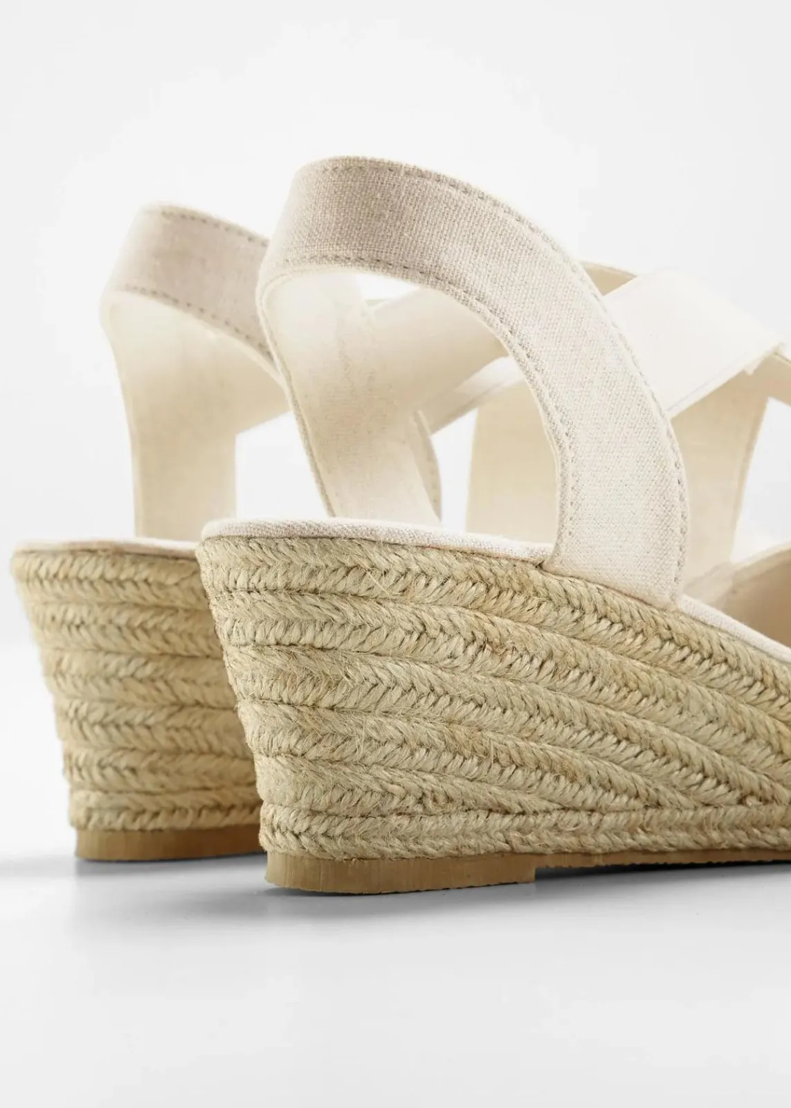 bonprix Schuhe & Accessoires In Spezialgrößen·Schuhe In Übergröße|Schuhe & Accessoires In Spezialgrößen·Elastischer Schaft^Keilsandaletten mit elastischen Riemen weiß
