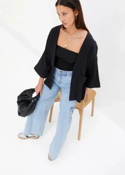 bonprix Bekleidung·Jacken & Mäntel|Blusen & Tuniken^Kimono aus luftigem Musselin schwarz