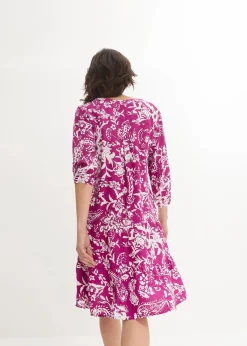bonprix Kleider|Bekleidung·Pullover & Strickjacken^Kleid violettorchidee/wollweiß bedruckt