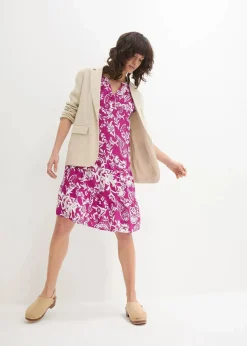 bonprix Kleider|Bekleidung·Pullover & Strickjacken^Kleid violettorchidee/wollweiß bedruckt