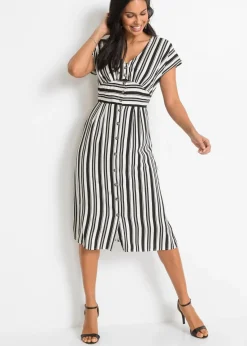 bonprix Nachhaltigere Materialien|Kleider^Kleid schwarz/weiß gestreift