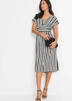 bonprix Nachhaltigere Materialien|Kleider^Kleid schwarz/weiß gestreift
