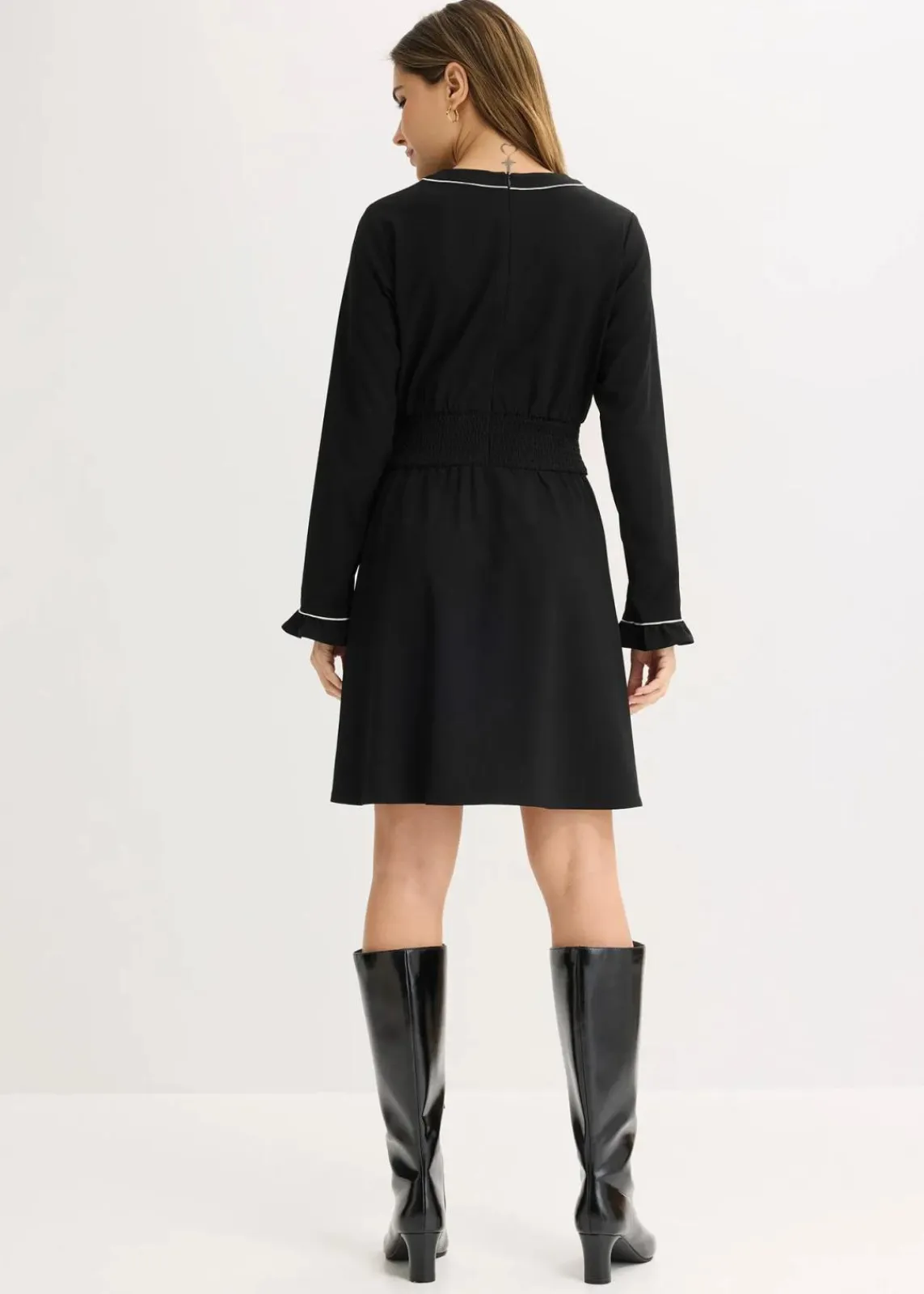 bonprix Bekleidung·Pullover & Strickjacken|Kleider^Kleid schwarz/wollweiß