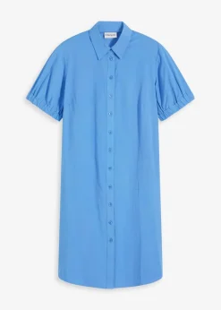 bonprix Bekleidung·Pullover & Strickjacken|Kleider^Kleid aus Baumwoll- Popeline mittelblau