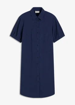 bonprix Kleider|Bekleidung·Pullover & Strickjacken^Kleid aus Baumwoll- Popeline dunkelblau