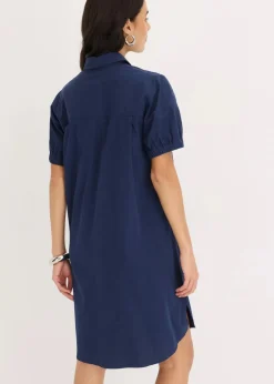 bonprix Kleider|Bekleidung·Pullover & Strickjacken^Kleid aus Baumwoll- Popeline dunkelblau