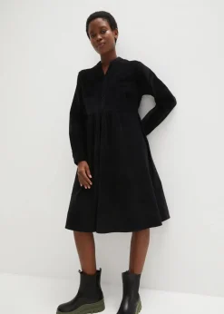 bonprix Kleider|Bekleidung·Pullover & Strickjacken^Kleid aus Baumwollcord schwarz