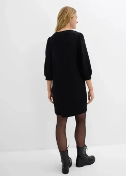 bonprix Bekleidung·Pullover & Strickjacken|Kleider^Kleid aus fließendem Viskose-Mix schwarz