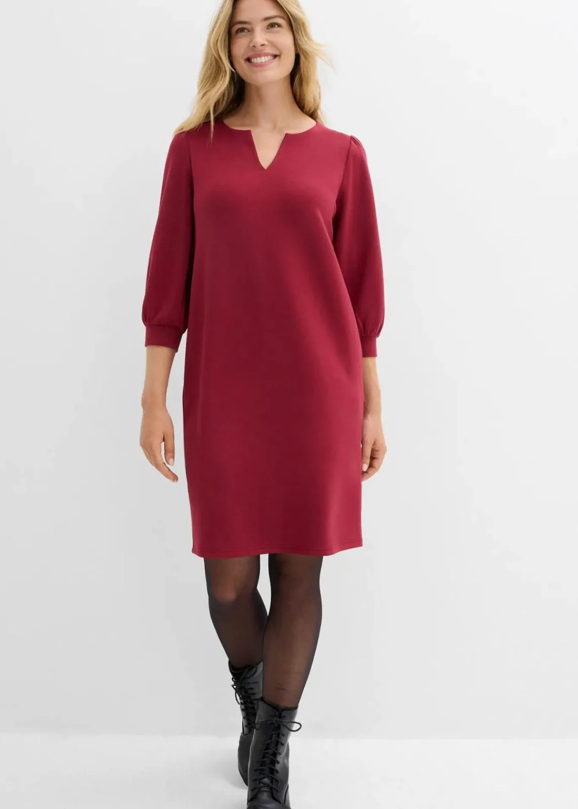 bonprix Kleider|Bekleidung·Pullover & Strickjacken^Kleid aus fließendem Viskose-Mix pflaumenrot