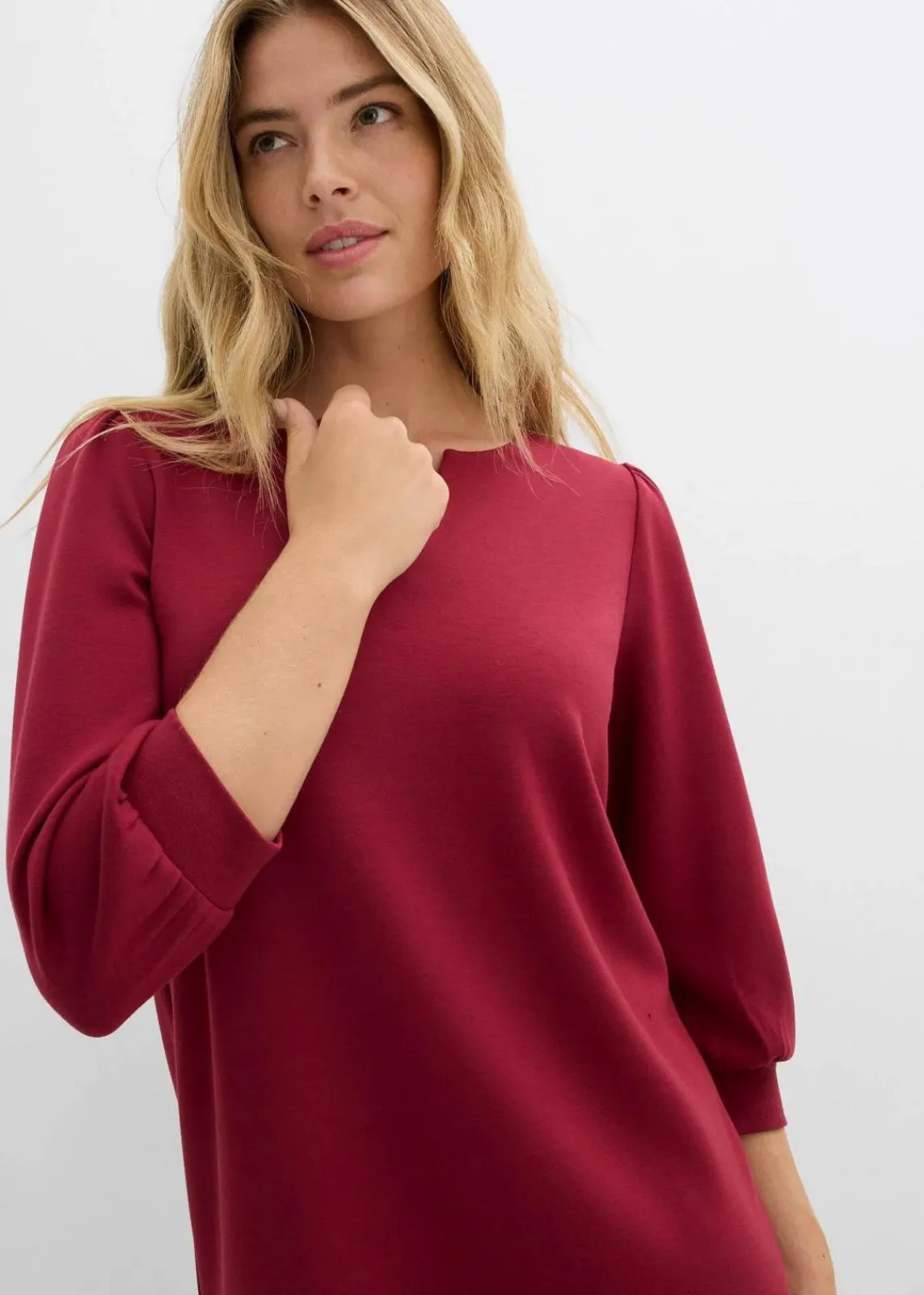 bonprix Kleider|Bekleidung·Pullover & Strickjacken^Kleid aus fließendem Viskose-Mix pflaumenrot