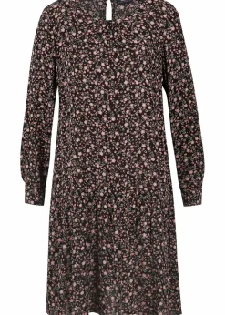 bonprix Bekleidung·Pullover & Strickjacken|Nachhaltigere Materialien^Kleid aus fließender Viskose schwarz geblümt
