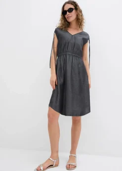 bonprix Kleider|Bekleidung·Pullover & Strickjacken^Kleid aus glattem Lyocell schwarz denim