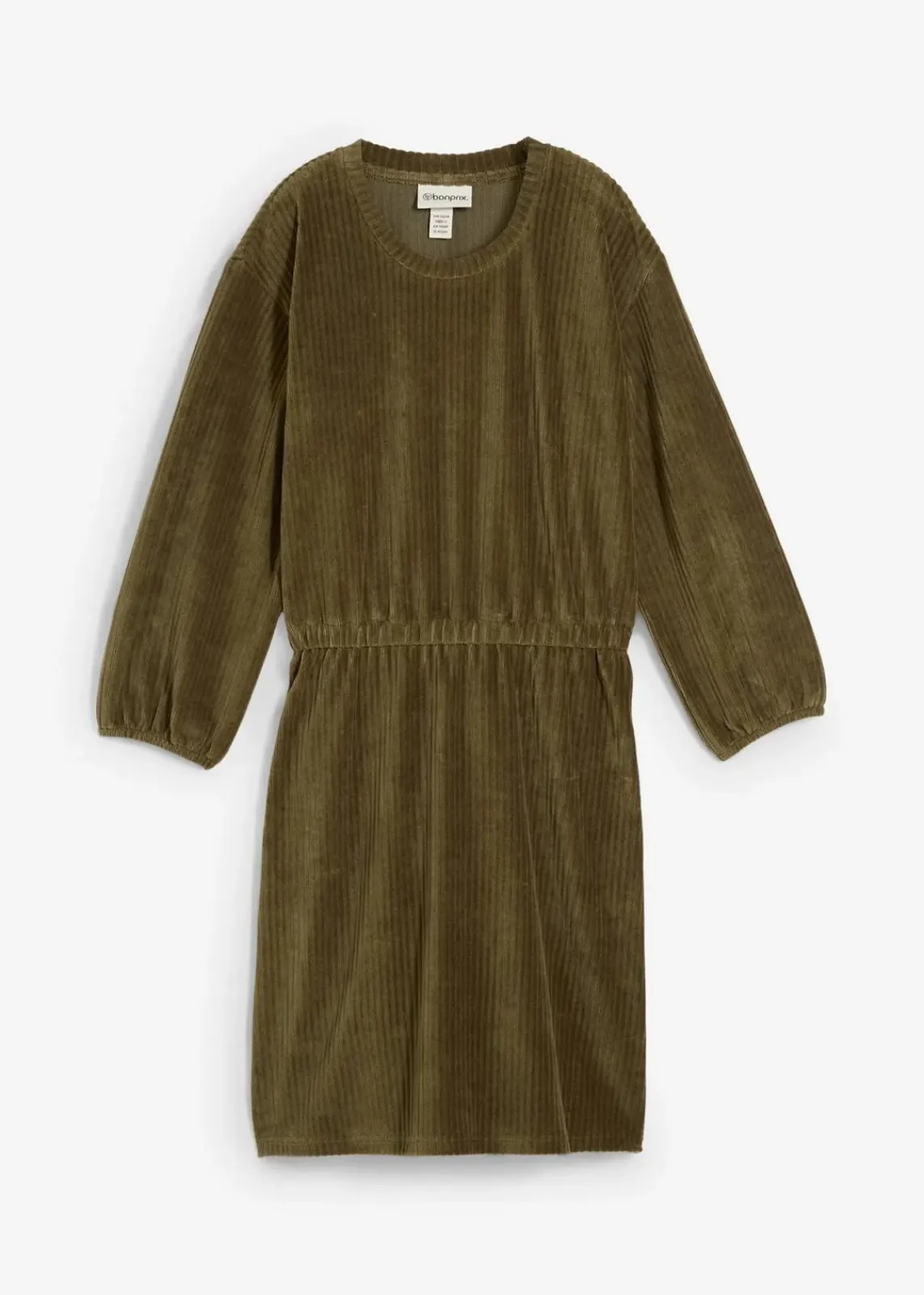 bonprix Bekleidung·Pullover & Strickjacken|Kleider^Kleid aus Jersey-Cord dunkeloliv