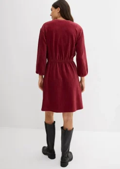 bonprix Kleider|Bekleidung·Pullover & Strickjacken^Kleid aus Jersey-Cord rubinrot