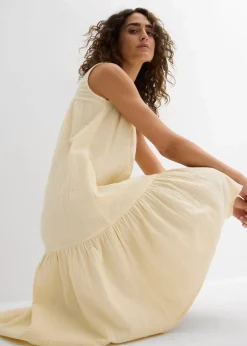 bonprix Kleider|Bekleidung·Pullover & Strickjacken^Kleid aus luftigem Musselin hellsand