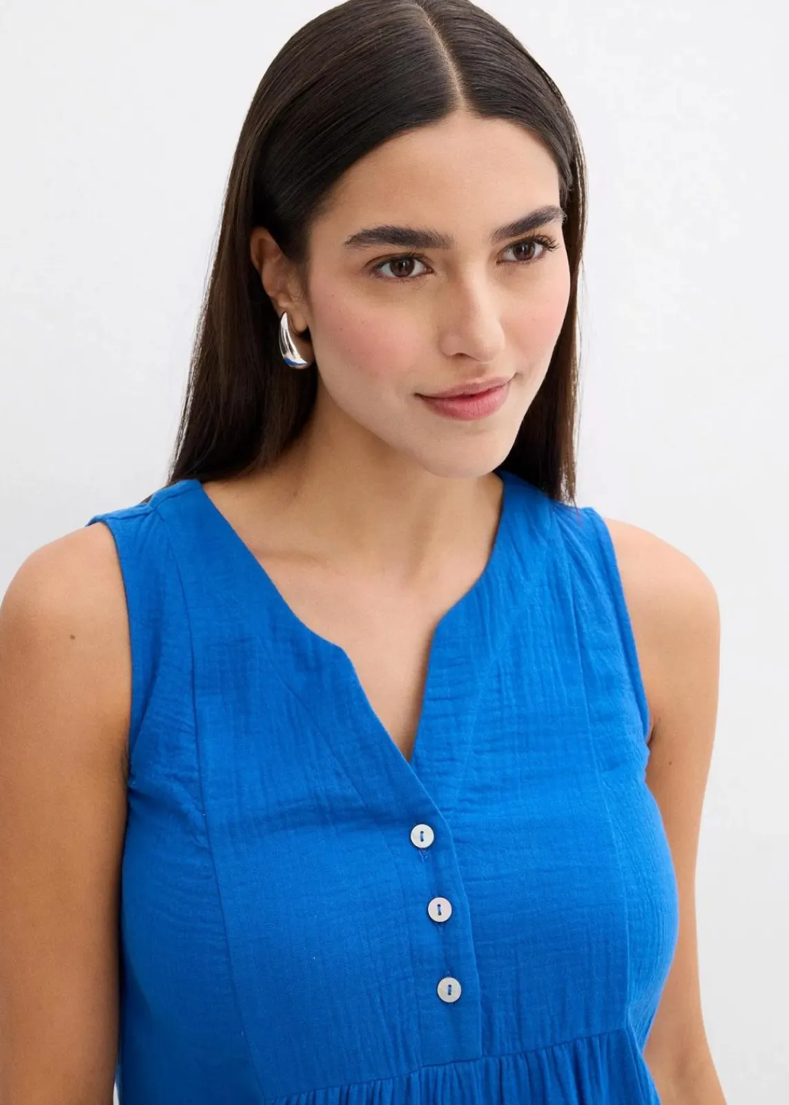 bonprix Bekleidung·Pullover & Strickjacken|Kleider^Kleid aus luftigem Musselin arktikblau